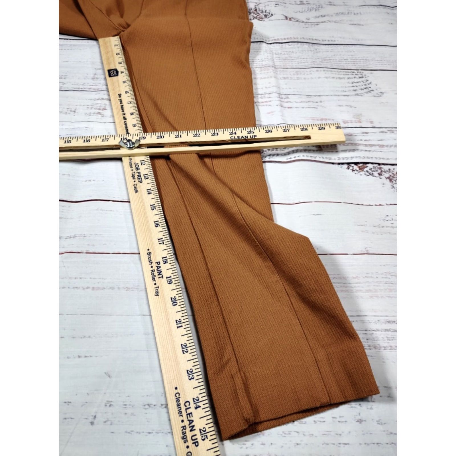 Vintage Eric Womens Pants Cropped Tan 14 Slim Straight Leg Pull On Flat Front Size 14 33x25 Size 36" / US 14 / IT 50 - 2 Thumbnail