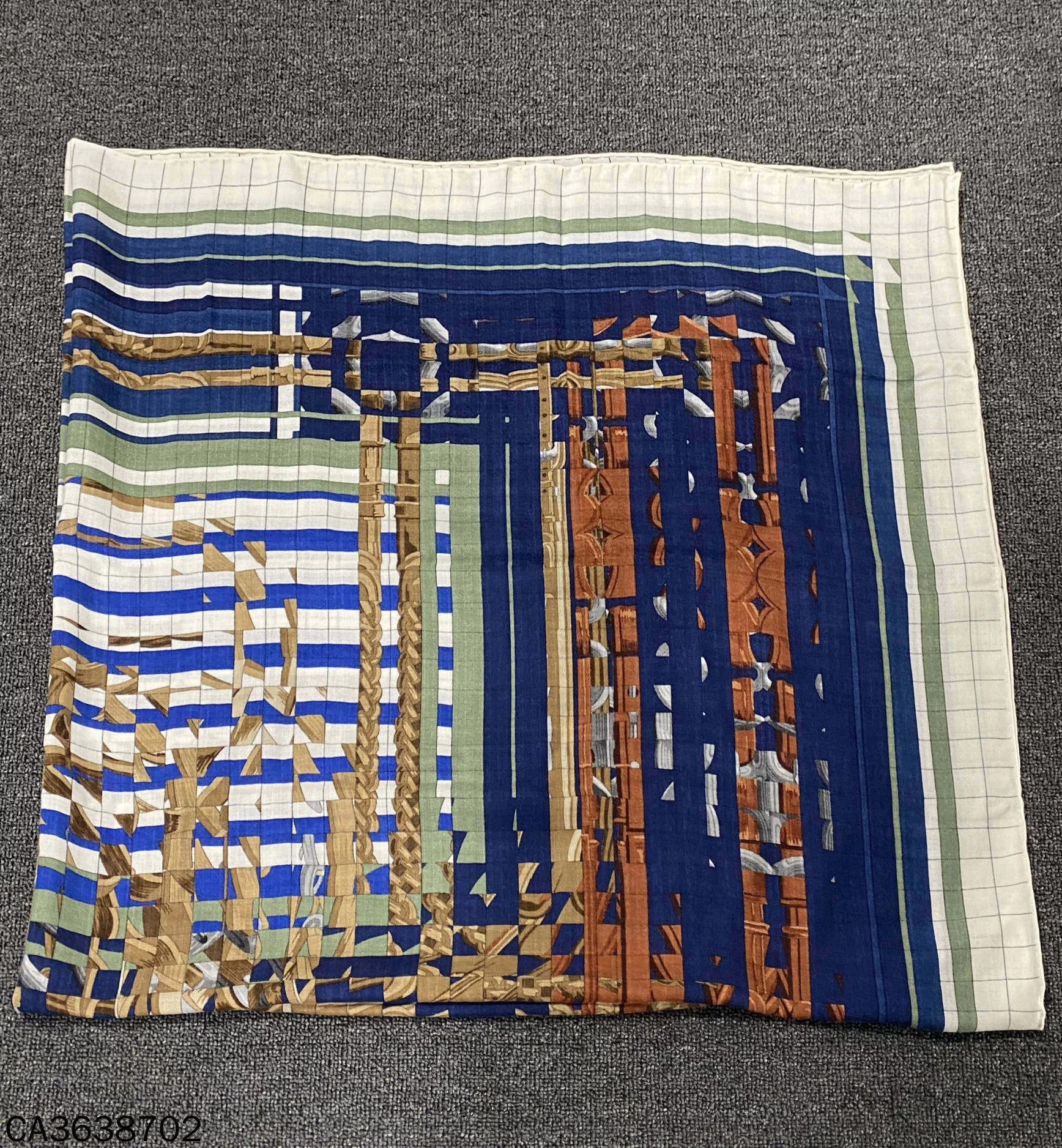 Hermes Hermes color-blocked checked cashmere & silk scarf Size ONE SIZE - 3 Thumbnail