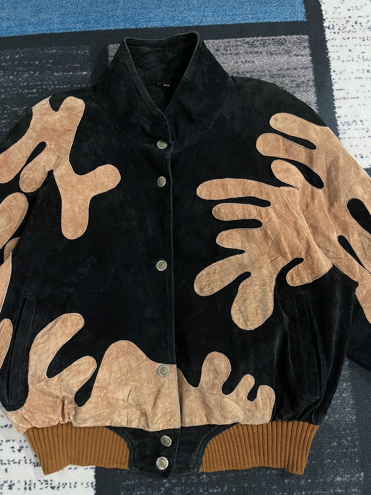 Vintage Vintage Patchwork Suede Leather Bomber Jacket Size US XL / EU 56 / 4 - 5 Thumbnail