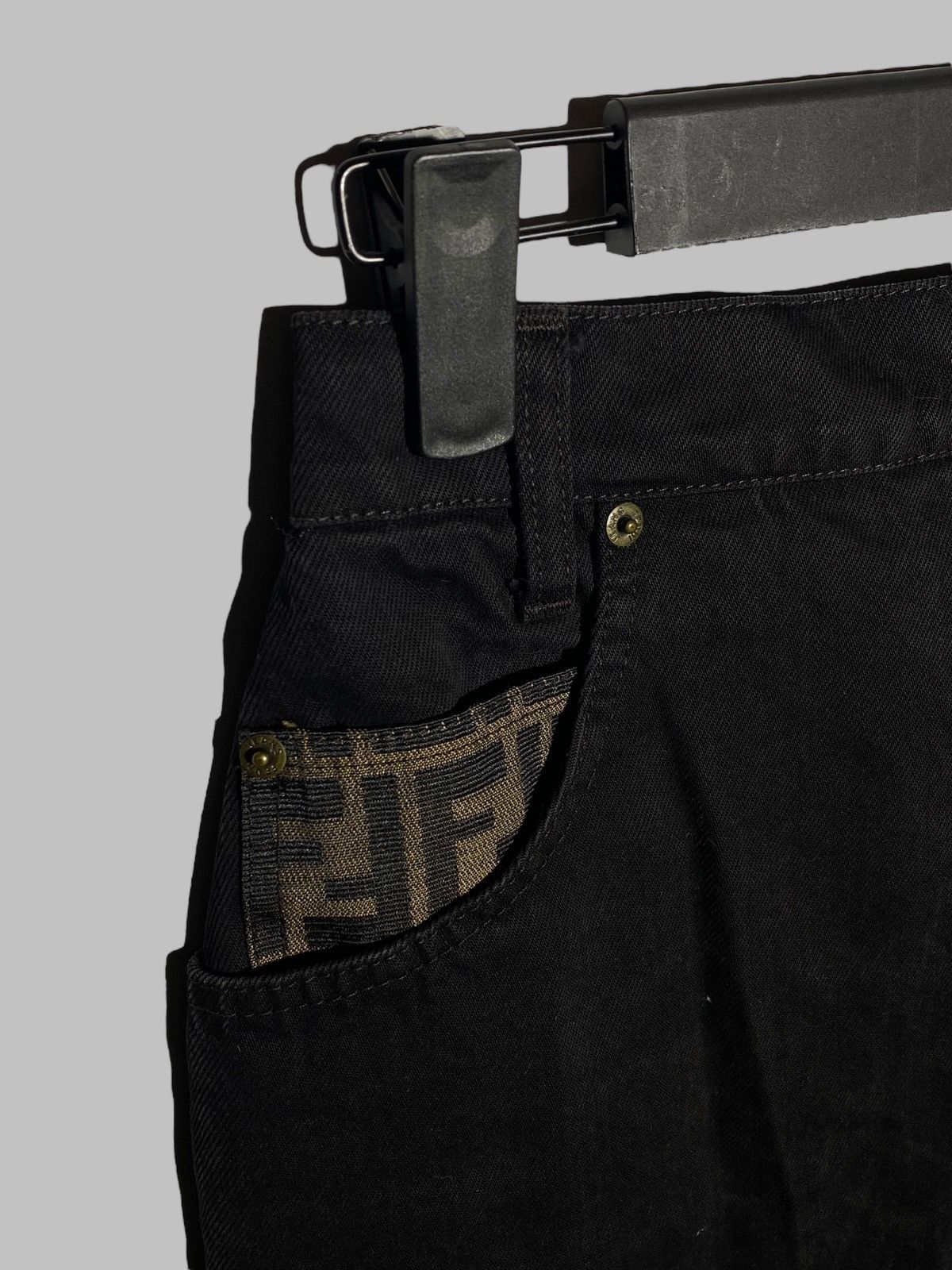 Fendi Vintage 90s Fendi Denim Skirt Monogram Pocket Detail Size 28" / US 6 / IT 42 - 8 Thumbnail
