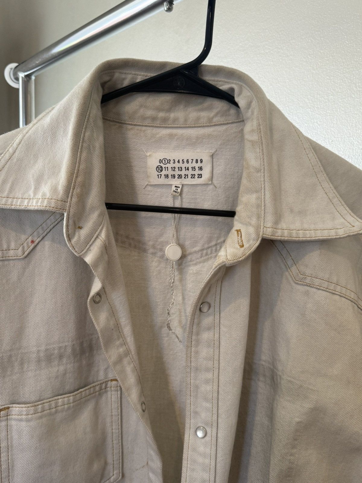 Maison Margiela Maison Margiela selvedge oversized white denim jacket Size US L / EU 52-54 / 3 - 3 Thumbnail