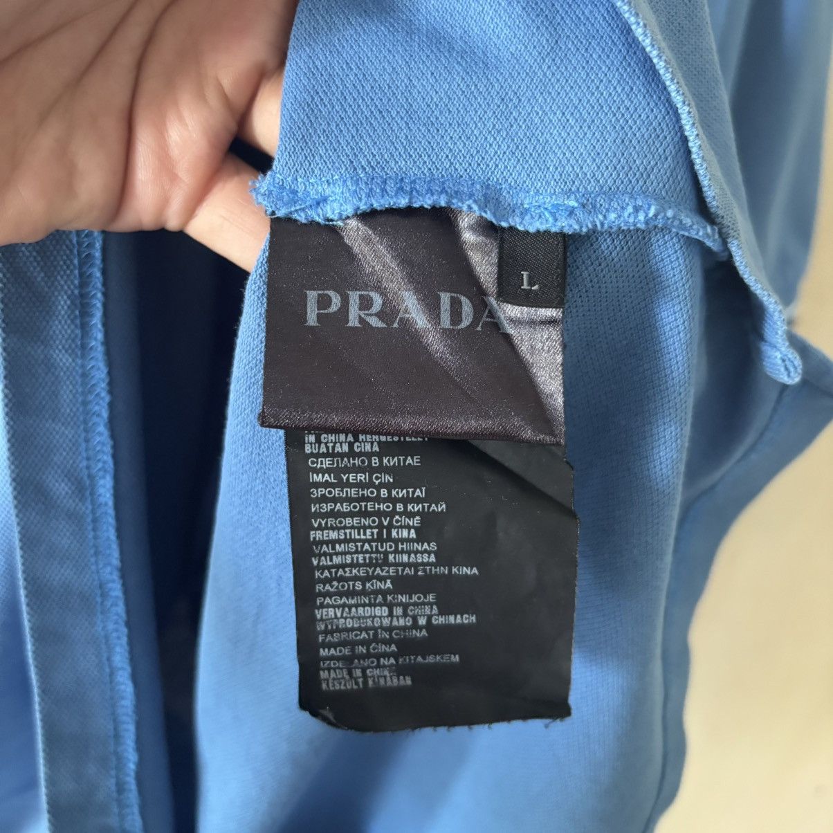 Prada Prada Red Tab Logo Blue Polo Shirt Size US L / EU 52-54 / 3 - 5 Thumbnail