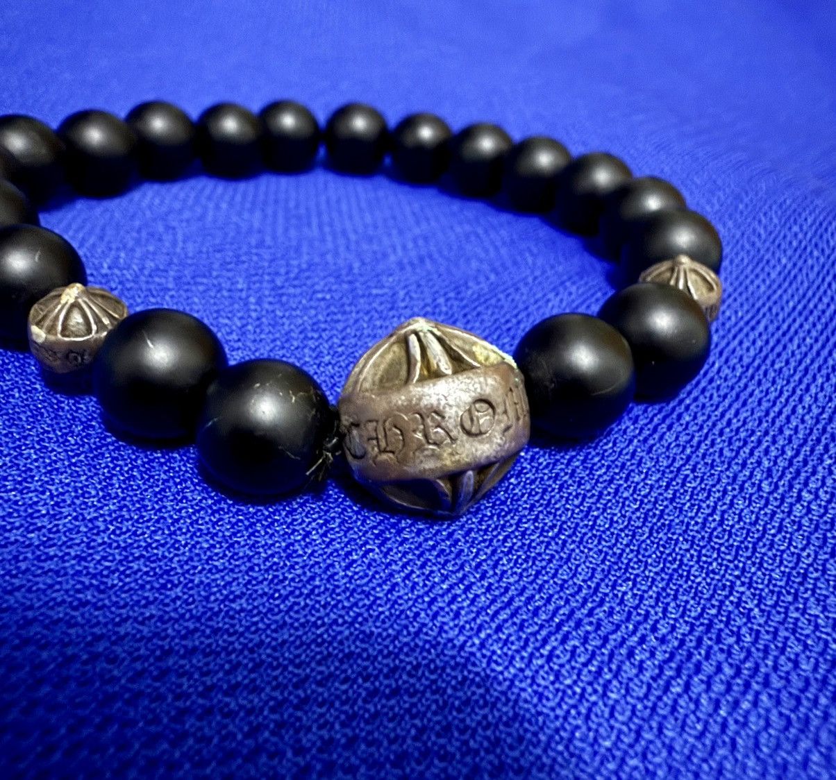 Chrome Hearts 🔥SICK🔥Chrome Hearts Onyx Bead silver cross ball bracelet Size ONE SIZE - 3 Thumbnail