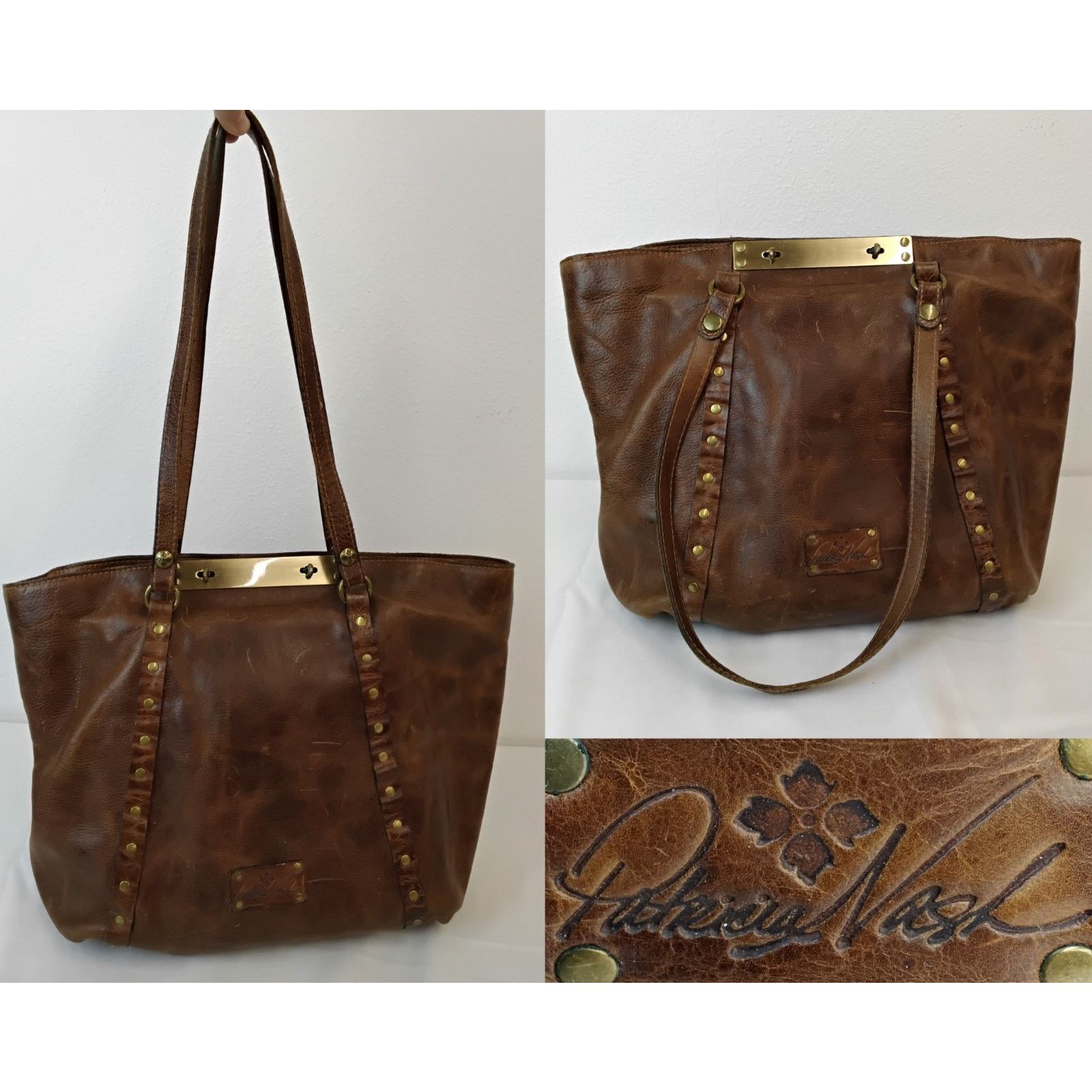 Patricia Nash Patricia Nash Leather Tote Bag Brown Purse Brass Hardware Size ONE SIZE - 1 Thumbnail