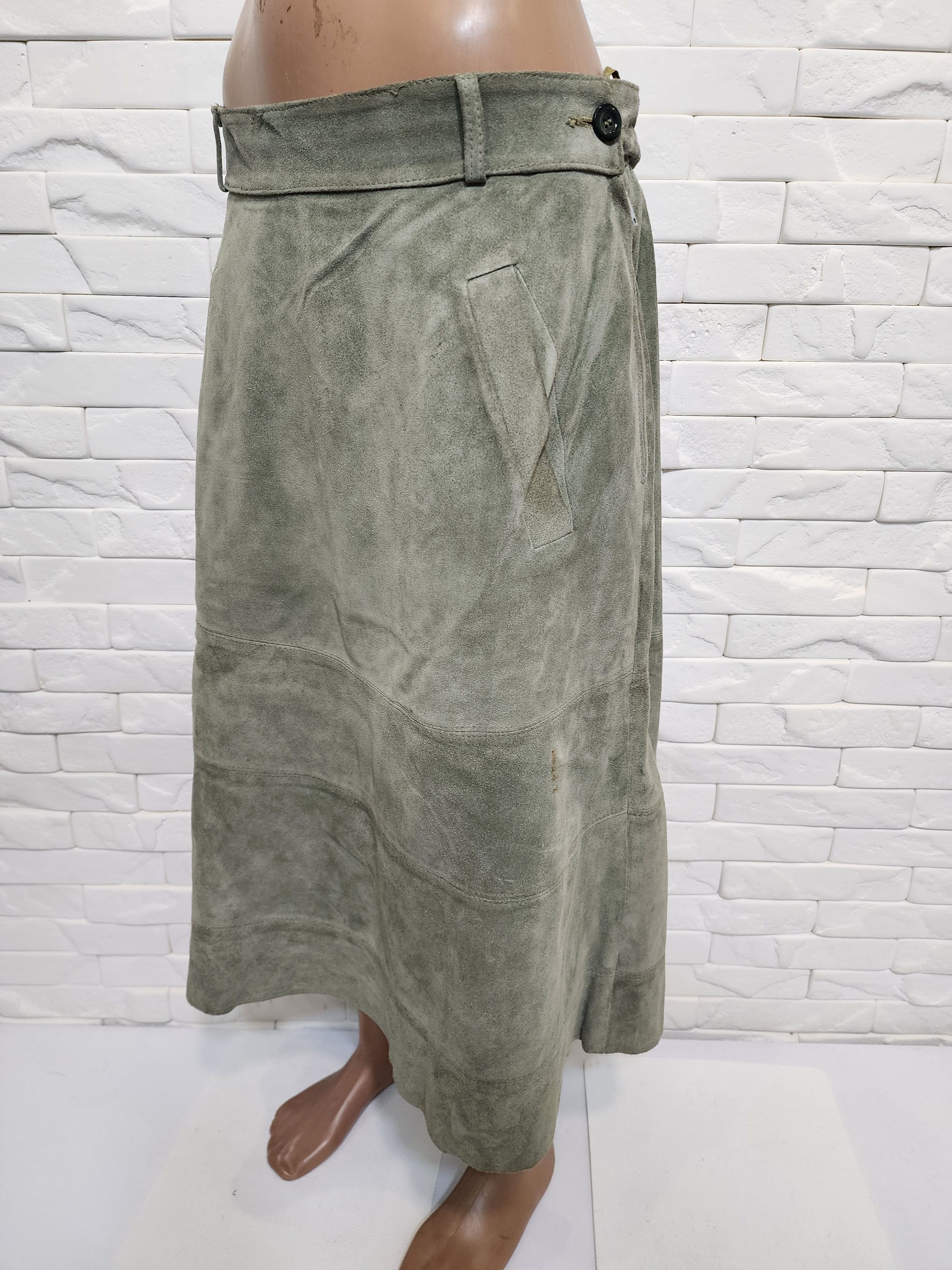 Genuine Leather Gray Suede Maxi Skirt. Size 32" / US 10 / IT 46 - 1 Thumbnail