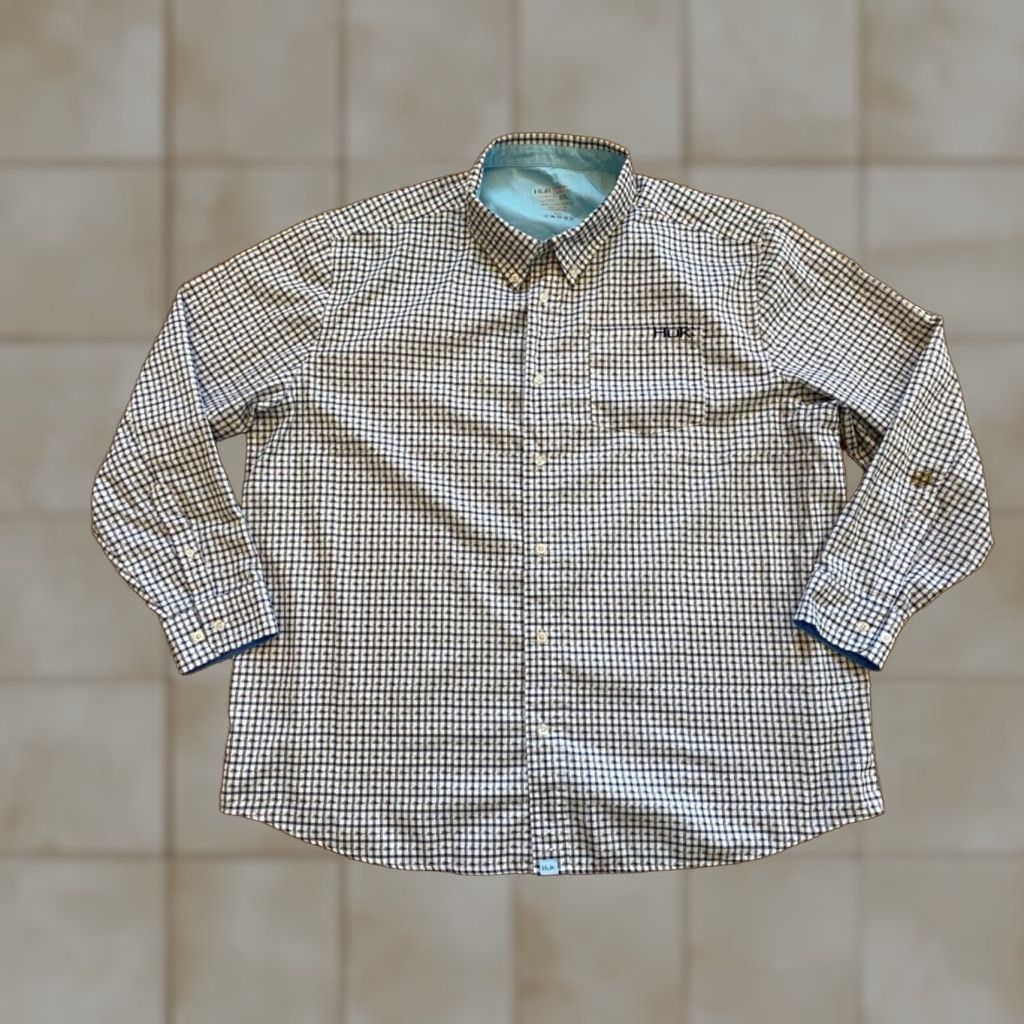Vintage Huk Shirt Mens 2XL White Black Performance Fishing Long Sleeve Button Down Shirt Size US XXL / EU 58 / 5 - 1 Thumbnail