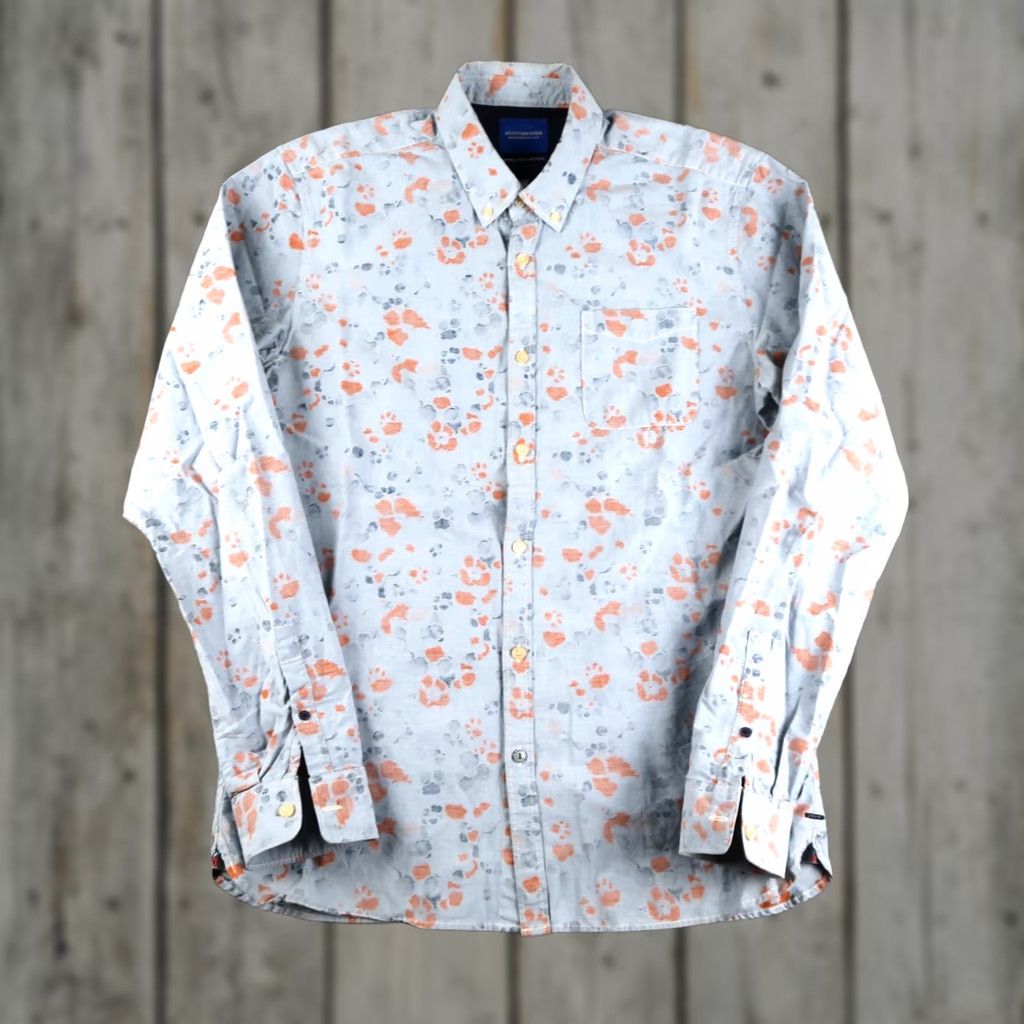 Scotch & Soda Scotch & Soda Amsterdams Floral Button-Down Shirt Mens L Blue Wheel of Fortune Size US L / EU 52-54 / 3 - 1 Thumbnail