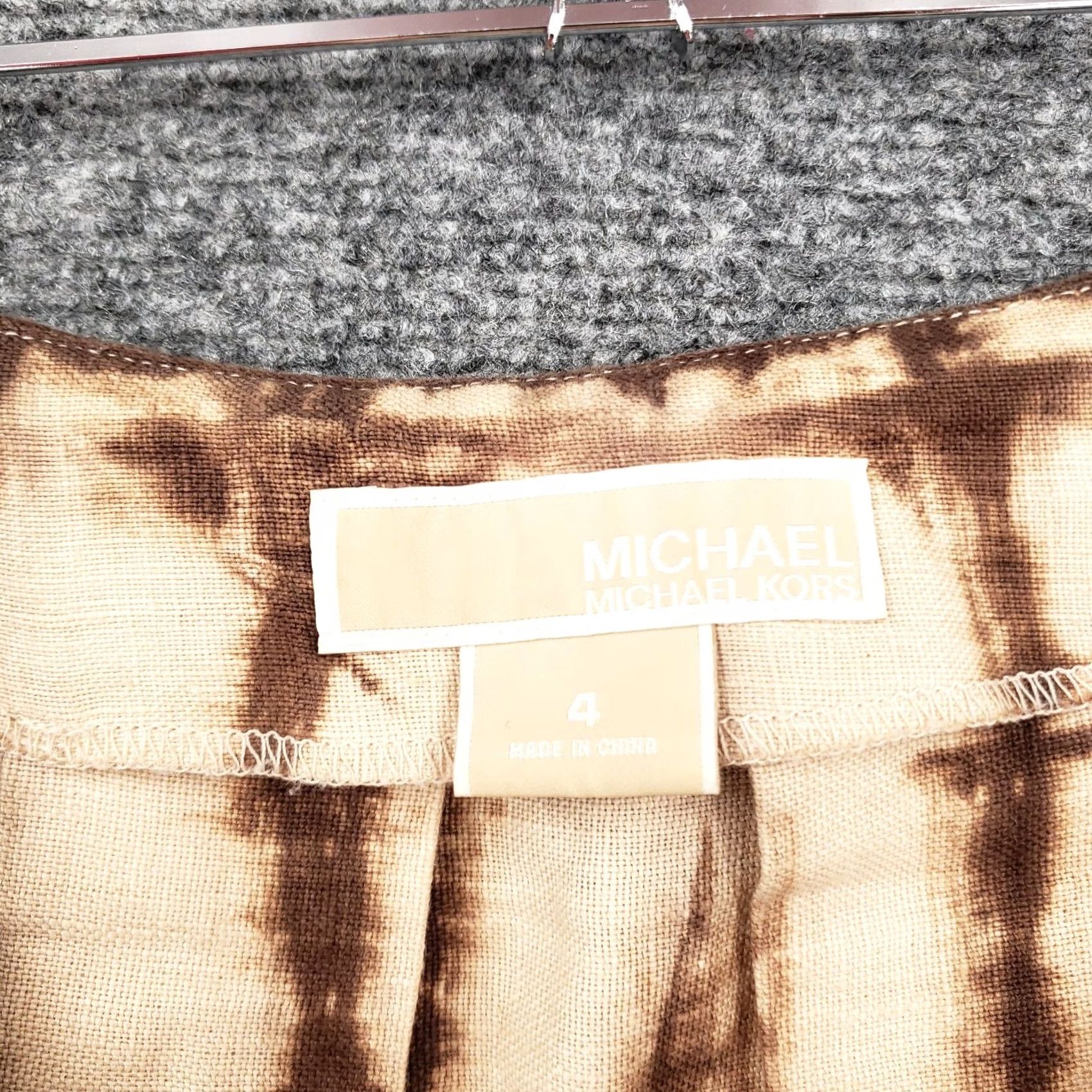 Michael Kors Michael Kors Skirt Womens Brown Linen Midi A-Line Side Zip Casual Boho Tie Dye Size 4 Size 27" / US 4 / IT 40 - 7 Thumbnail