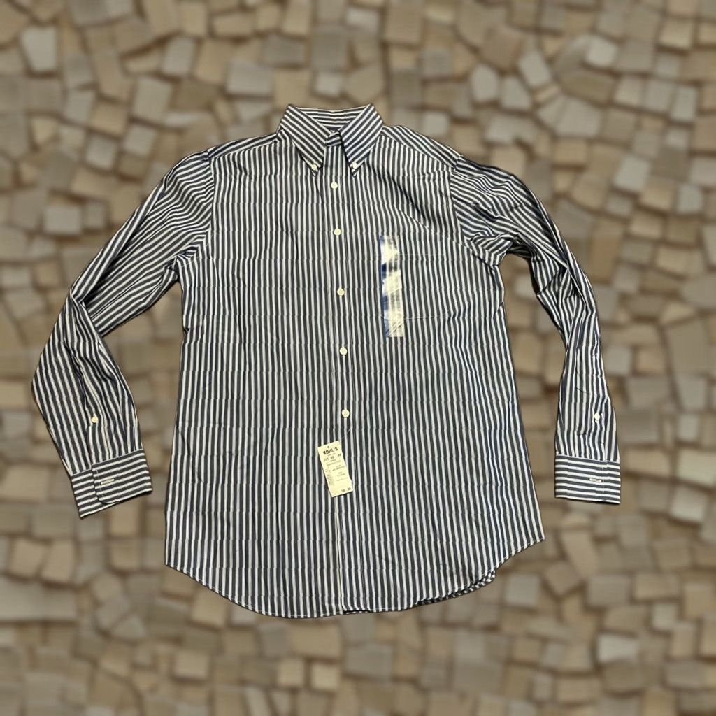 Vintage Croft & Barrow Shirt Men's 15.5 34/35 Blue White Striped Button Down Classic Size US L / EU 52-54 / 3 - 1 Thumbnail