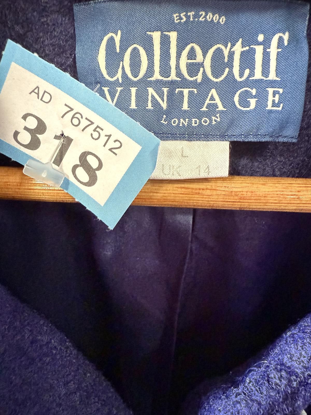 Designer Collectif Vintage Purple Wool Coat, UK Size 14 Size XL / US 12-14 / IT 48-50 - 2 Thumbnail