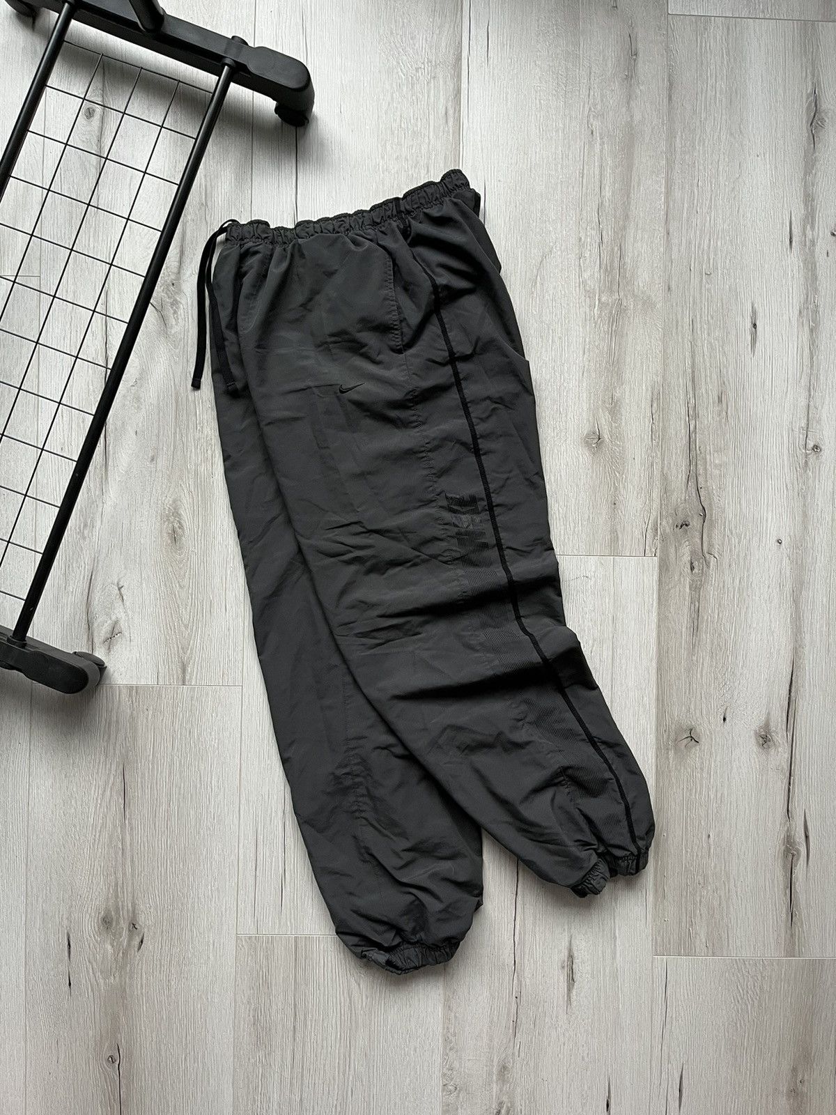 Nike × Vintage Nike 00s Vintage Black Swoosh Wide Drill Nylon Y2K Pants Size US 34 / EU 50 - 3 Thumbnail