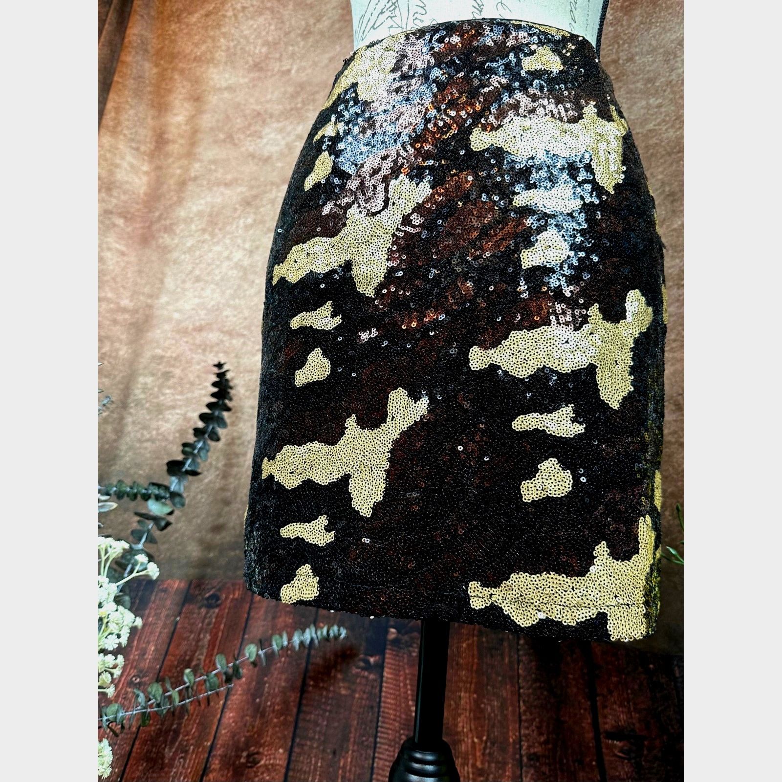 Other 382 Sequined Camouflage Mini Skirt - Brown Multi - size S Size 28" / US 6 / IT 42 - 7 Thumbnail