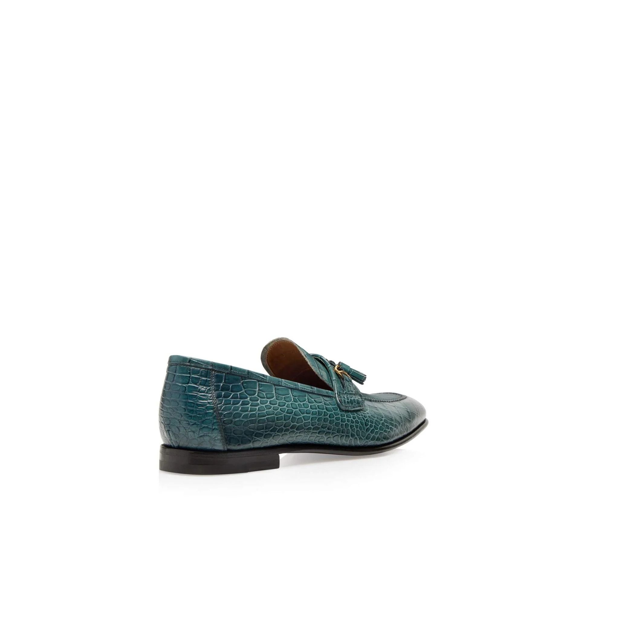 Tom Ford o1loc1c1124 Printed Alligator Sean Tassel Loafers in Teal Size US 13 / EU 46 - 4 Thumbnail