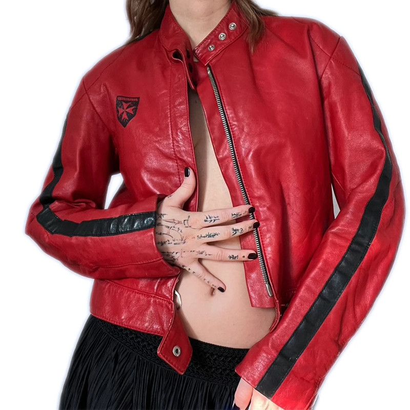 Other Vintage red & black leather biker jacket Size M / US 6-8 / IT 42-44 - 1 Thumbnail