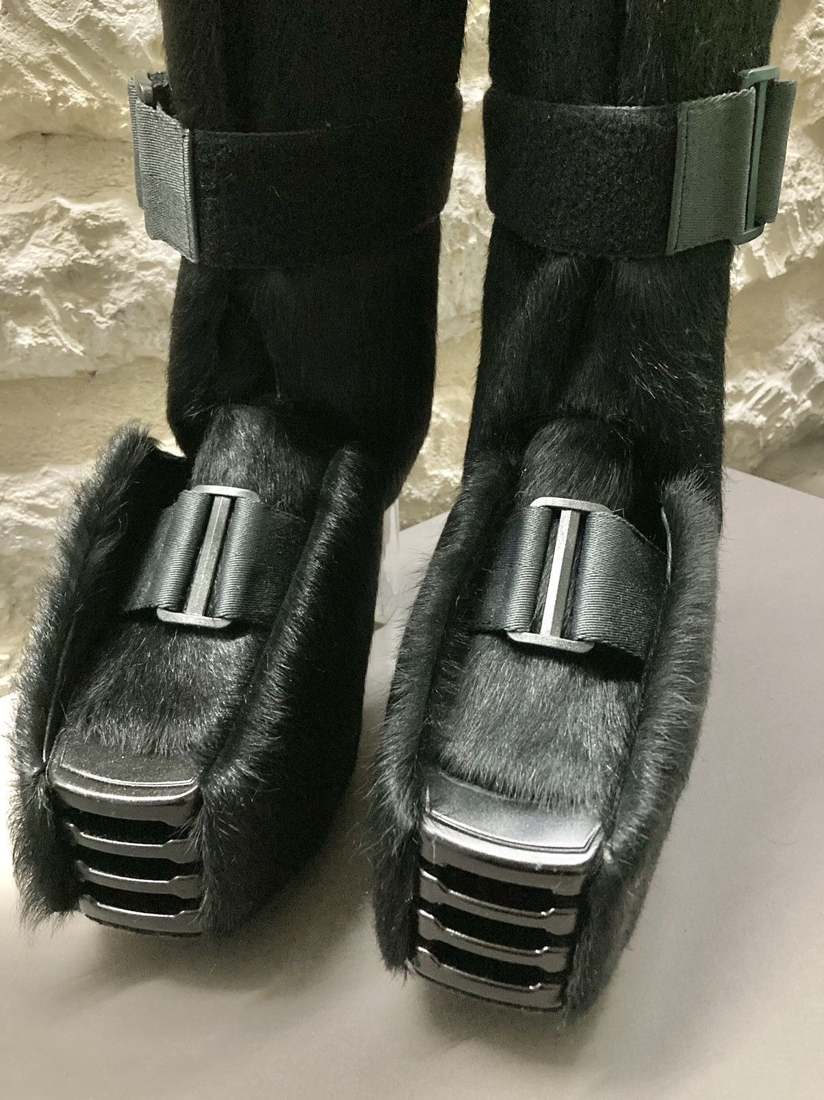 NEVER WORN Calf Hair Splint Platform Boots by Rick Owens