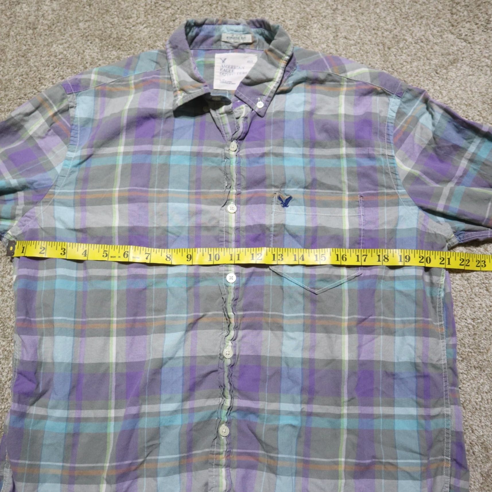 American Eagle Outfitters VINTAGE American Eagle Outfitters Shirt Men L Blue Plaid Button-Up Long Sleeve Wide Collar 90s Theme History Decade Mens Size US L / EU 52-54 / 3 - 4 Thumbnail