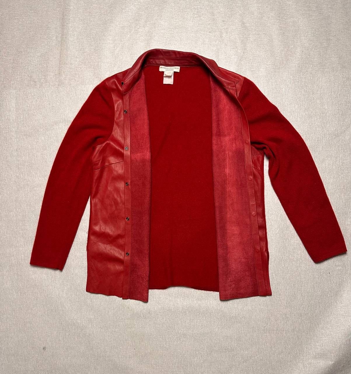 Brunello Cucinelli Brunello Cucinelli Red Leather & Cashmere Overshirt Vintage Size M / US 6-8 / IT 42-44 - 16 Thumbnail