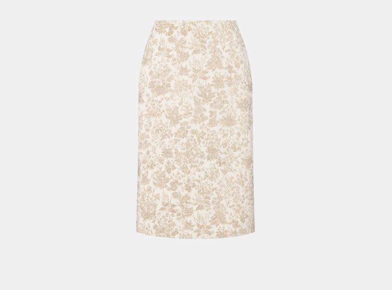 Dior o1w1db10326 511J49 Mid-Length Skirt in White/Gold Size 26" / US 2 / IT 38 - 1 Thumbnail