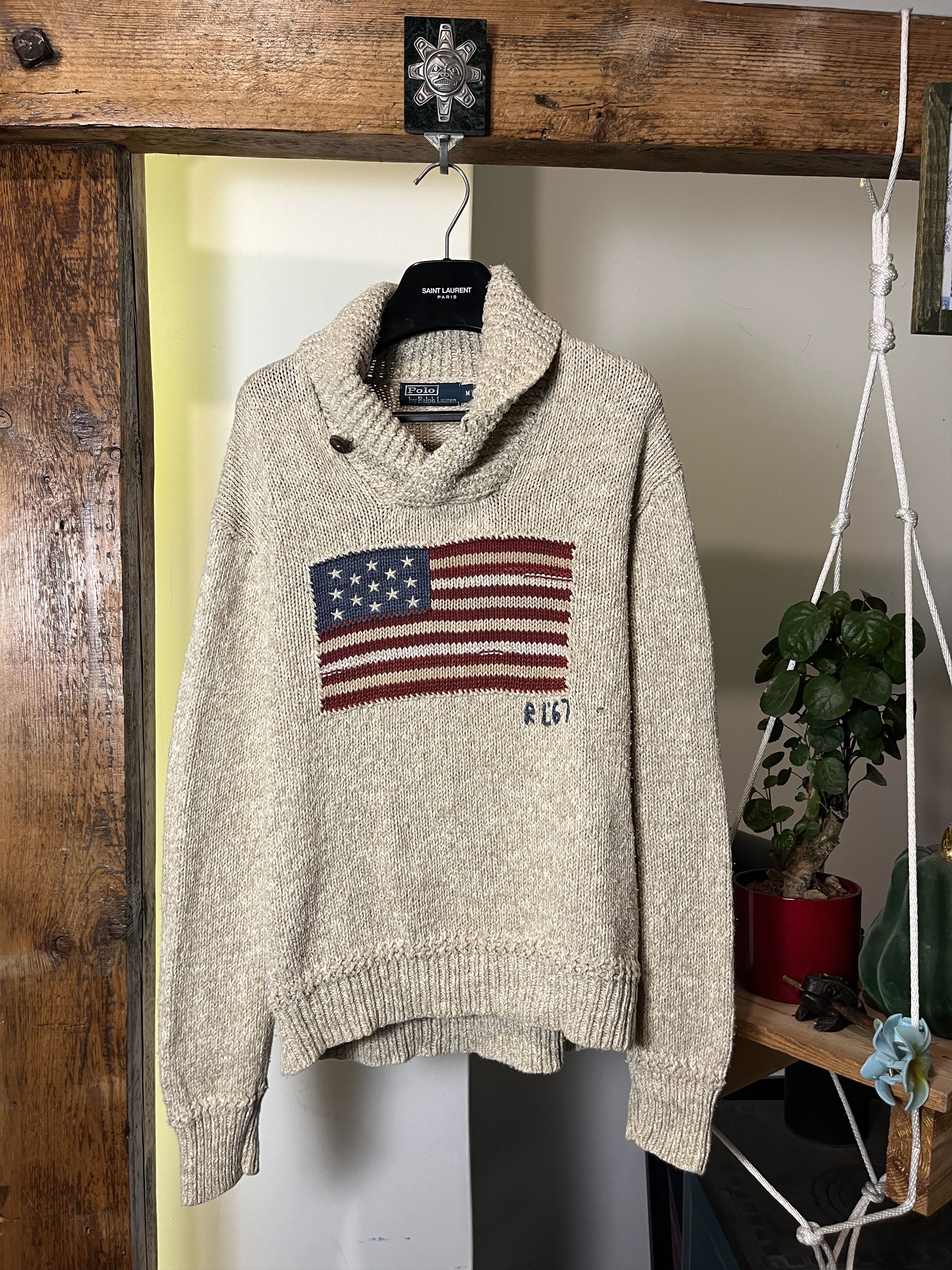 Lauren Ralph Lauren × Ralph Lauren × Vintage Vintage Polo Ralph Lauren USA Flag Turtle Neck Cashmere Silk Size US M / EU 48-50 / 2 - 1 Thumbnail