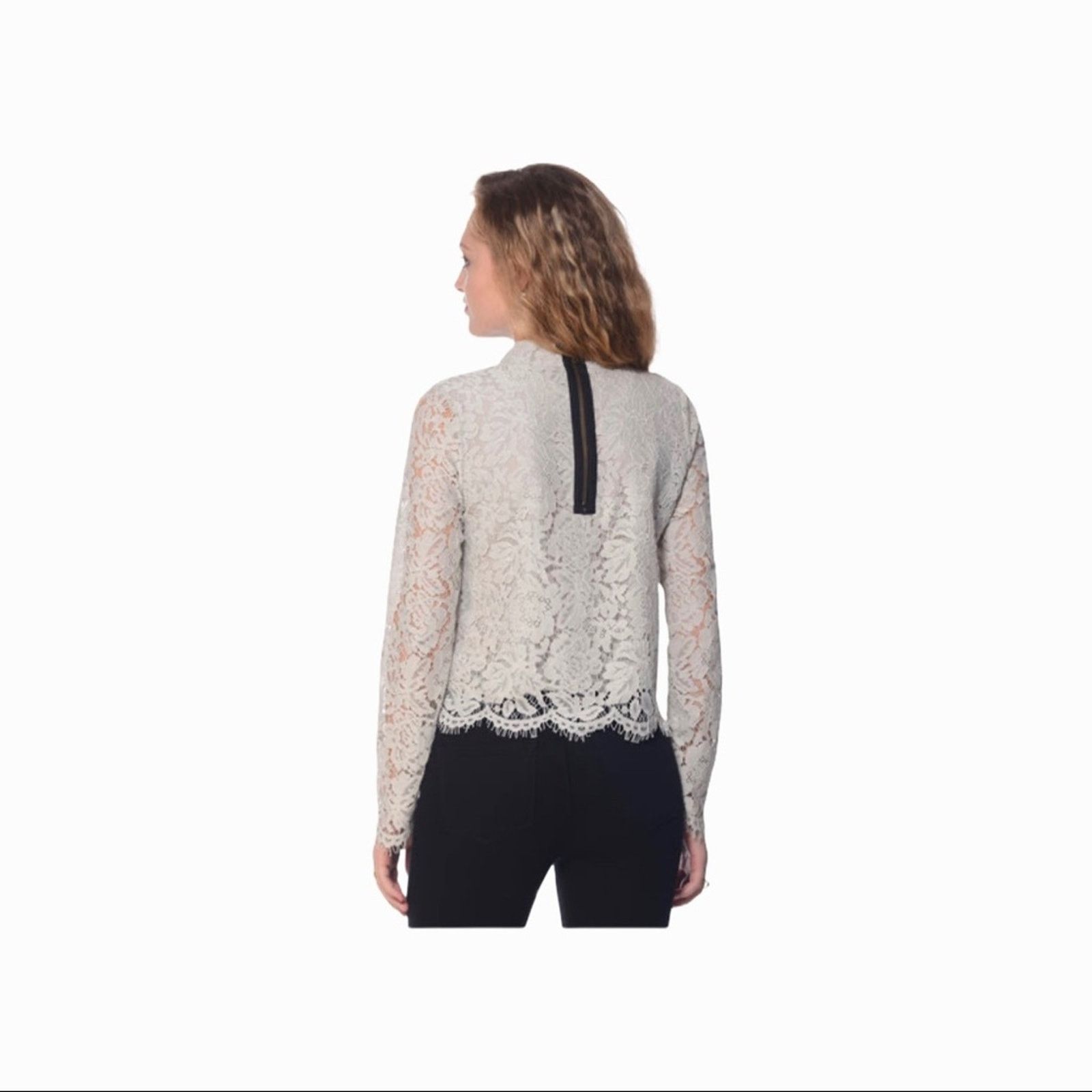 Chaser Brand Chaser Vintage Lace Mock Neck Top Light Gray M Size M / US 6-8 / IT 42-44 - 8 Thumbnail