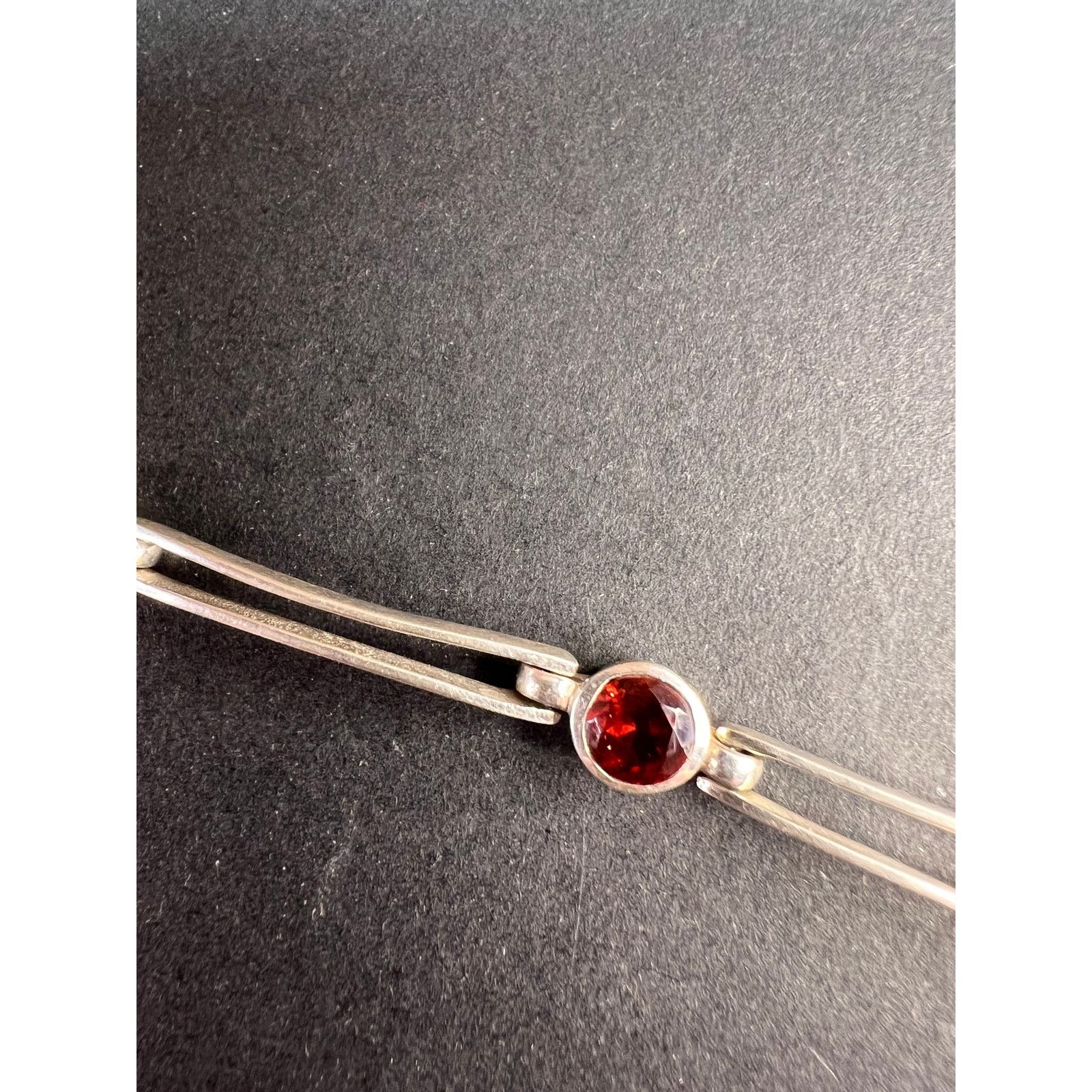 Other NEW sterling silver garnet station link bar bracelet Size ONE SIZE - 8 Thumbnail