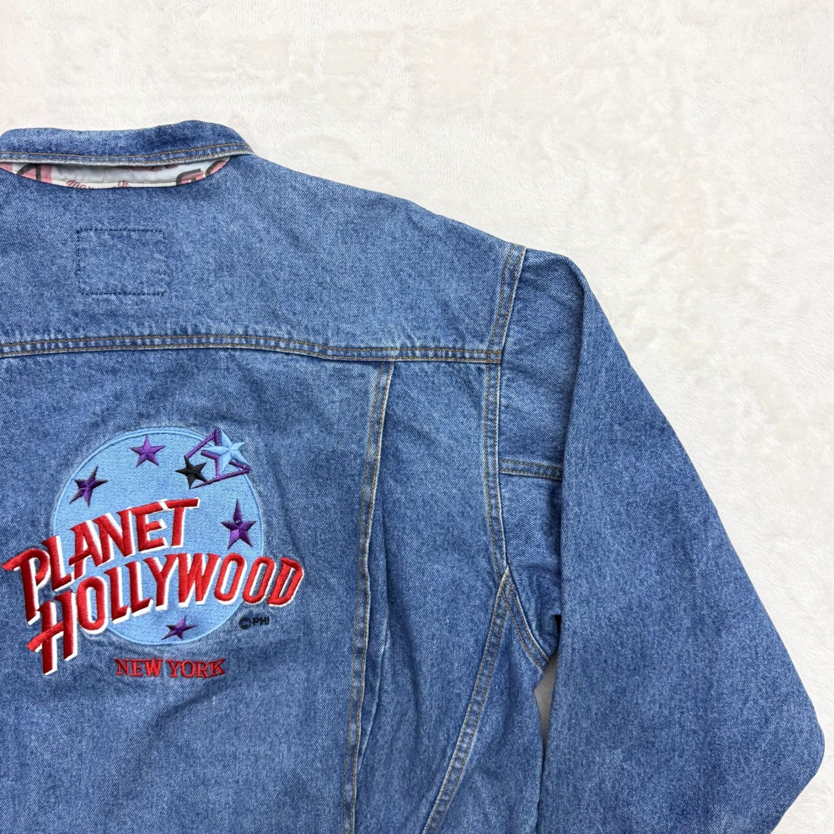 Planet Hollywood VINTAGE Planet Hollywood Jacket Mens XL Blue Denim Embroidered 90s City New York Bomber Jacket Size US XL / EU 56 / 4 - 4 Thumbnail