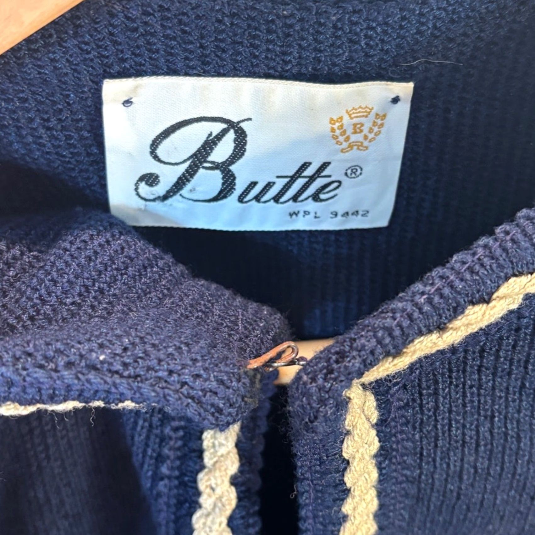Vintage VINTAGE Butte Knit Blazer Navy Wool-Blend Jacket 1960s Hook Closure Sz 14 WPL 9442 Womens Size XL / US 12-14 / IT 48-50 - 3 Thumbnail