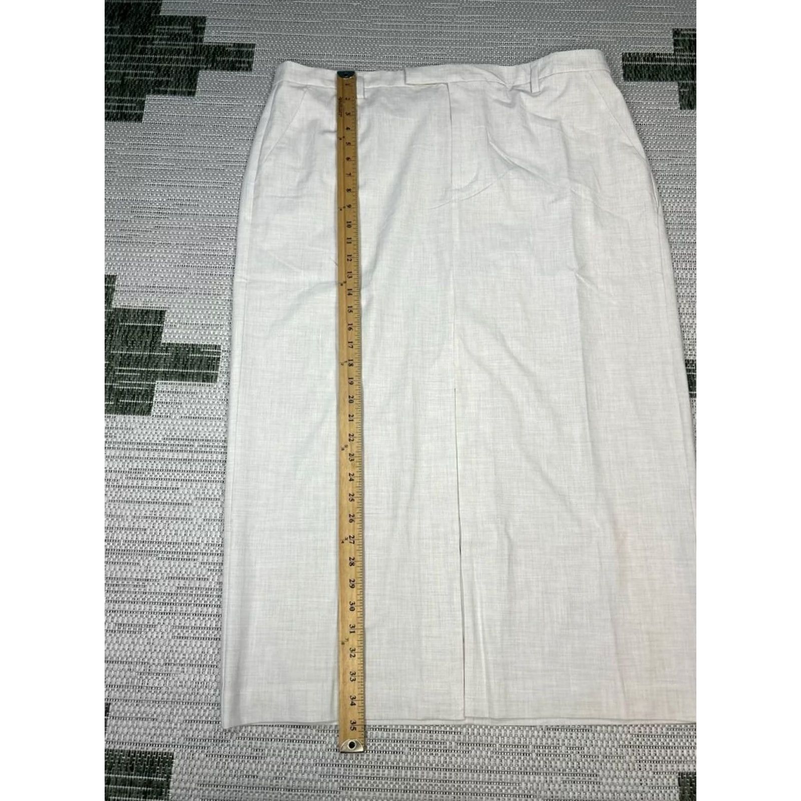 Ann Taylor Ann Taylor Skirt Midi Womens 18 Beige Stretch Front Zipper Slit Vintage No Size 40" / US 18 - 3 Thumbnail