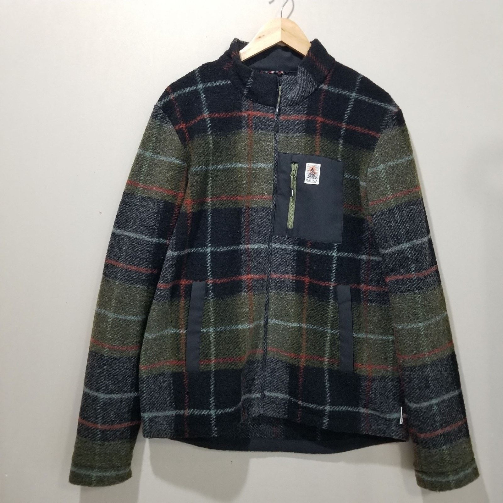 Maloja Maloja Jacket MarmoM Mens Large Green Black Plaid Wool Zip Size US L / EU 52-54 / 3 - 4 Thumbnail
