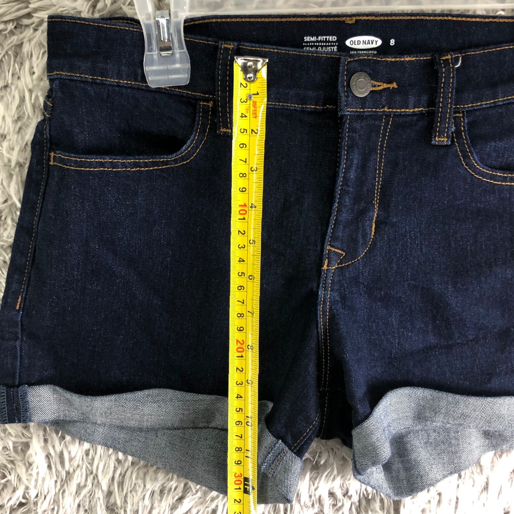 Old Navy Old Navy Womens 8 Stretch Mid Rise Dark Wash Boyfriend Blue Jean Shorts Size 30" / US 8 / IT 44 - 3 Thumbnail