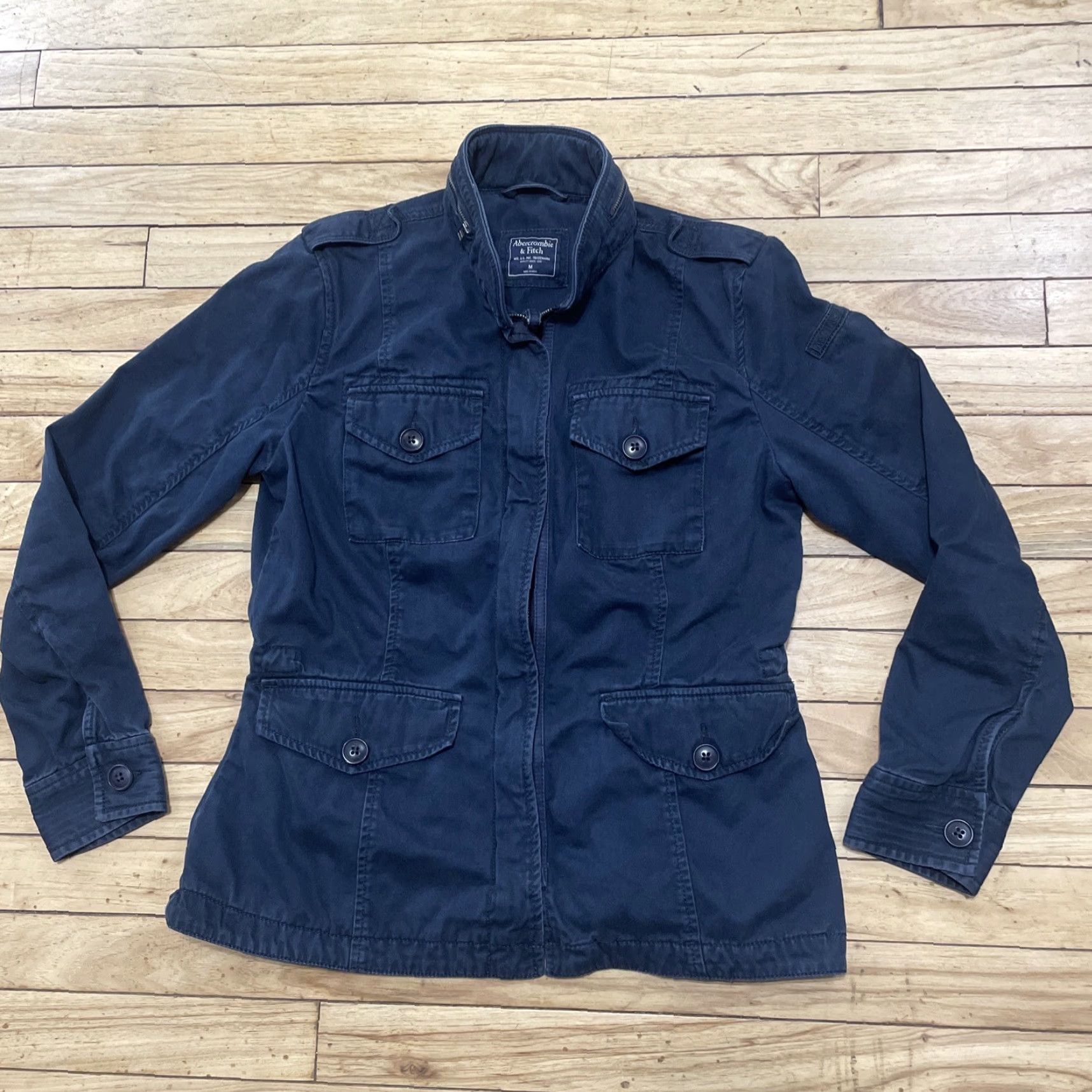 Abercrombie & Fitch VINTAGE Abercrombie & Fitch Military Field Full Zip Cargo Jacket Adult Medium Blue Size US M / EU 48-50 / 2 - 2 Thumbnail