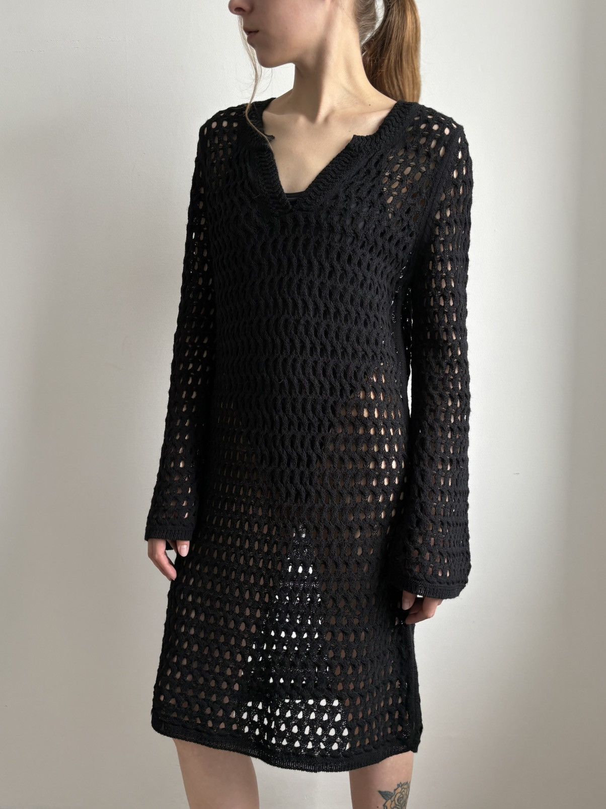 DOROTHEE SCHUMACHER Dorothee Schumacher Modern Pointelle Mini Dress Wool Crochet Size L / US 10 / IT 46 - 1 Thumbnail