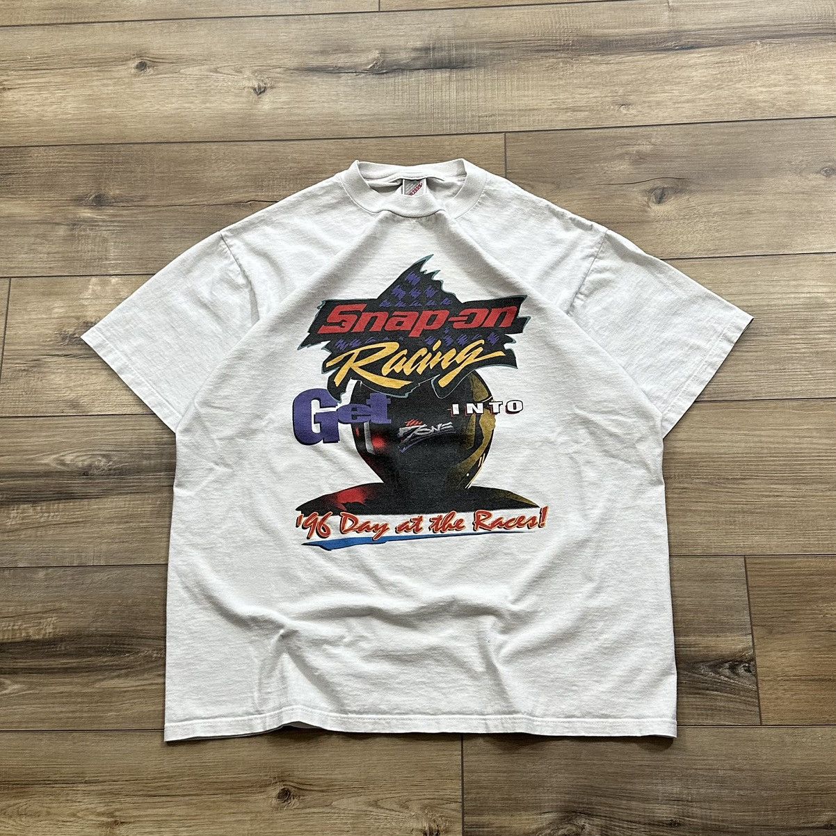 Jerzees Vintage 1996 Snap On Racing Day at the Race Graphic Tee Size US XL / EU 56 / 4 - 1 Thumbnail
