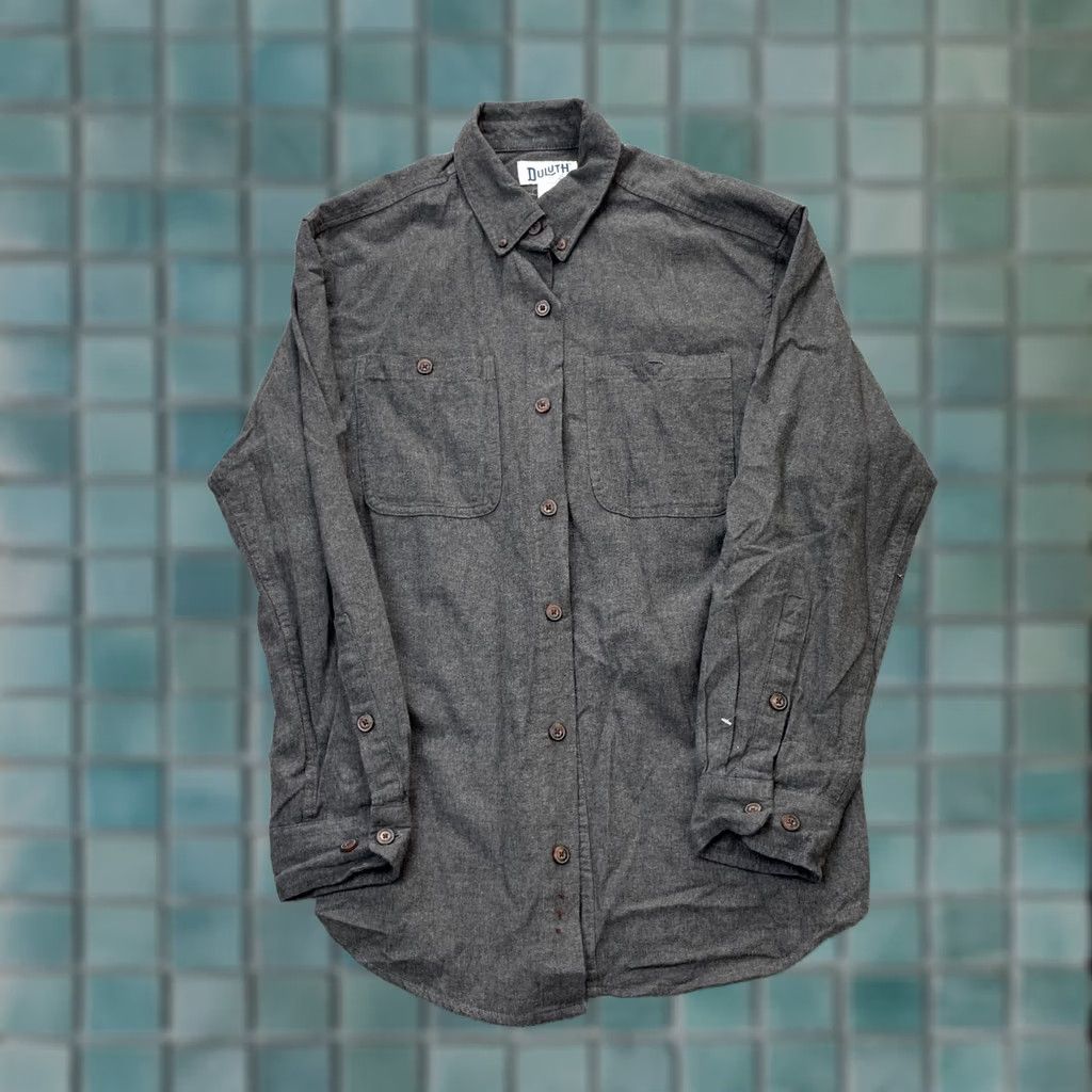 Vintage Duluth Shirt Mens Medium Gray Heathered Flannel Relaxed Fit Cotton Button Down Shirt Size US M / EU 48-50 / 2 - 1 Thumbnail