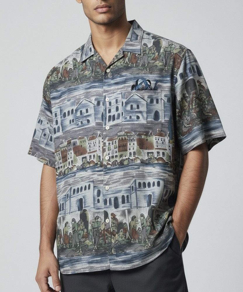 Vintage Newcomer's painting classic art pattern button shirt Size US L / EU 52-54 / 3 - 1 Thumbnail