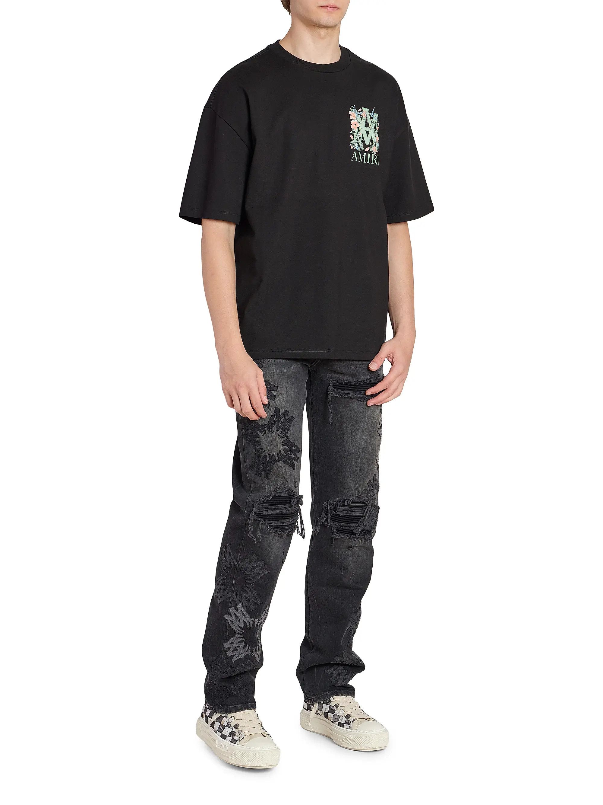 Amiri os11x0526 MA Floral Logo Oversized T-Shirt in Black Size US L / EU 52-54 / 3 - 2 Thumbnail