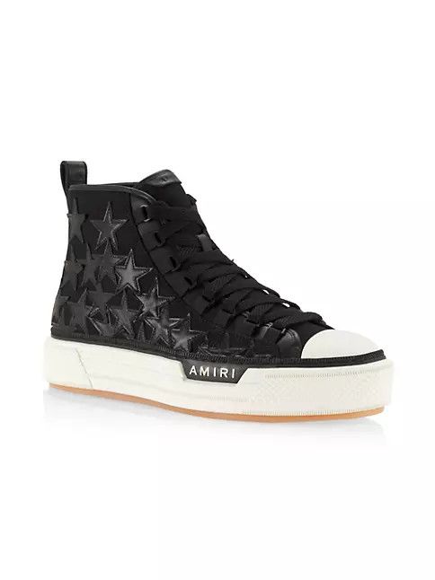 Amiri o1w1db11224 Stars High-Top Sneakers in Black & White Size US 12 / EU 45 - 2 Thumbnail