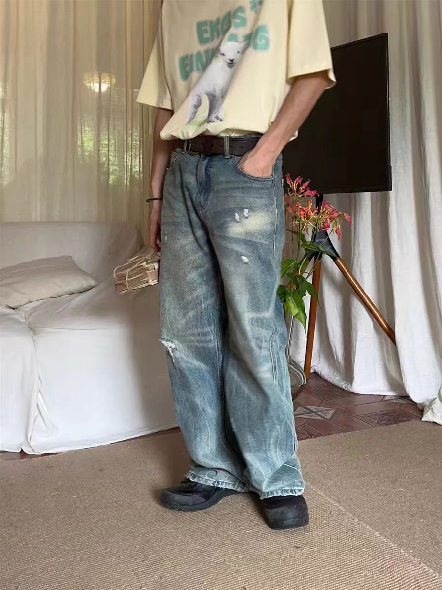Japanese Brand × Jean High Street Washed Loose Straight Jeans Size US 31 - 2 Thumbnail