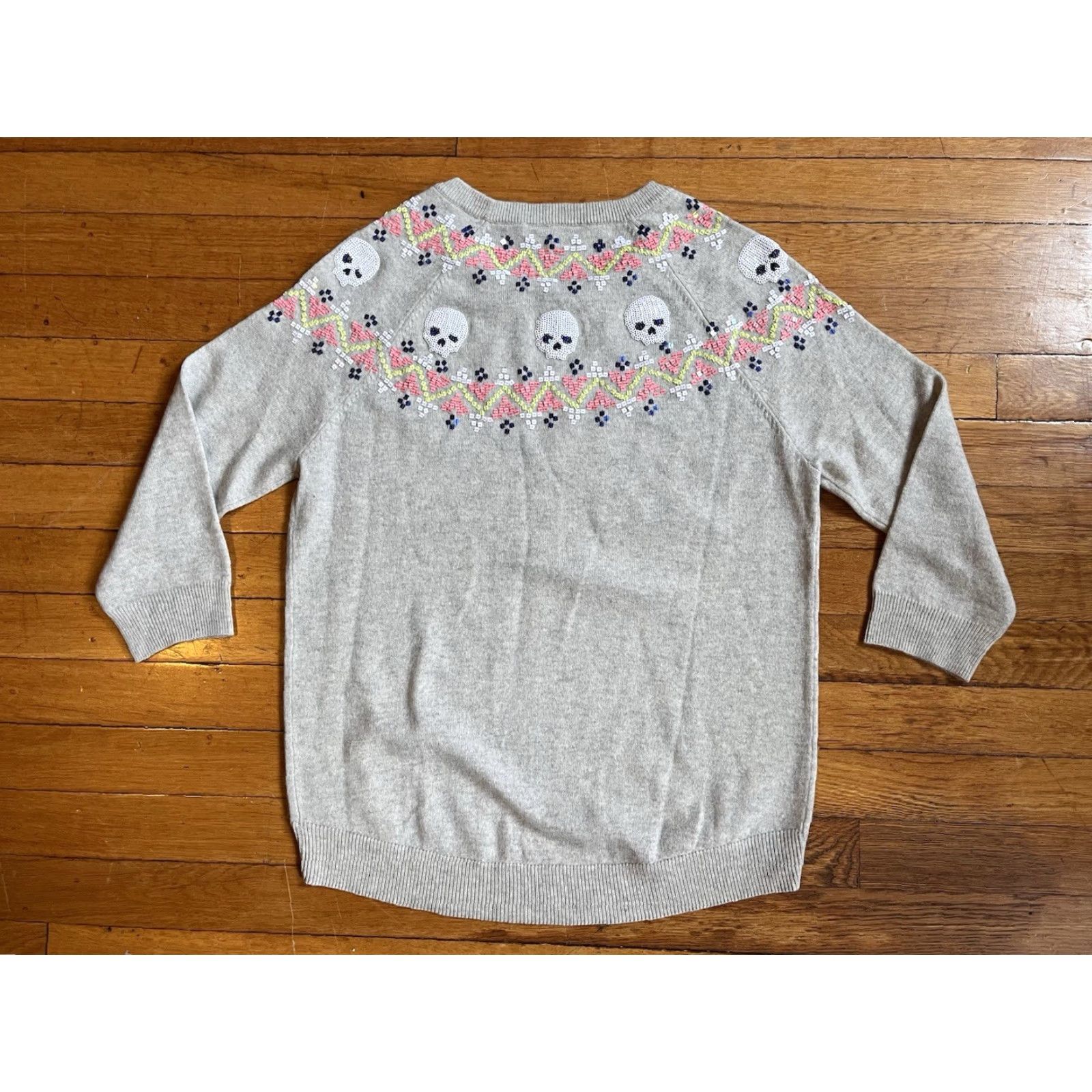 Autumn Cashmere Autumn Cashmere Sequin Skull Sweater Women’s Small Grey Size S / US 4 / IT 40 - 6 Thumbnail