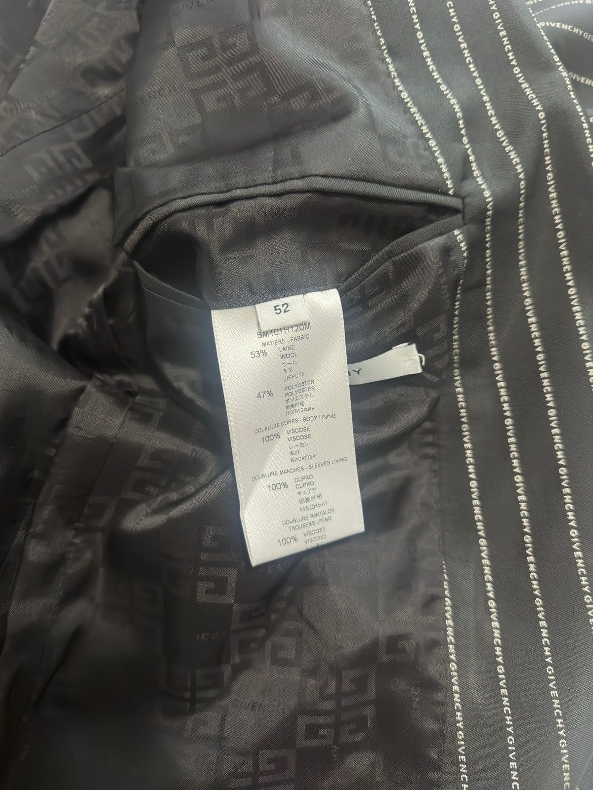 Givenchy Givenchy Logo Pinstripe Blazer Size 52L - 13 Thumbnail