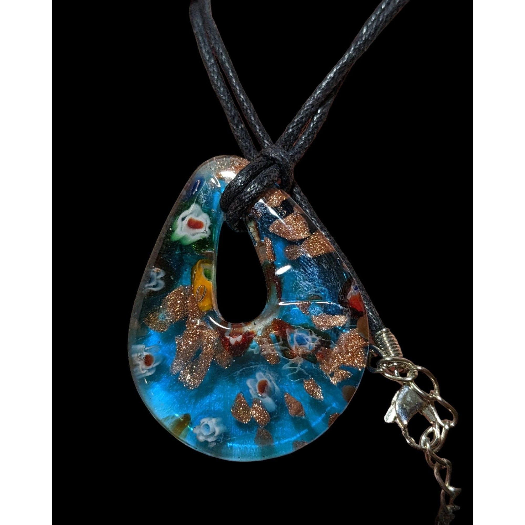 Other Blue Millefiori Glass Blue Teardrop Necklace Size ONE SIZE - 2 Thumbnail