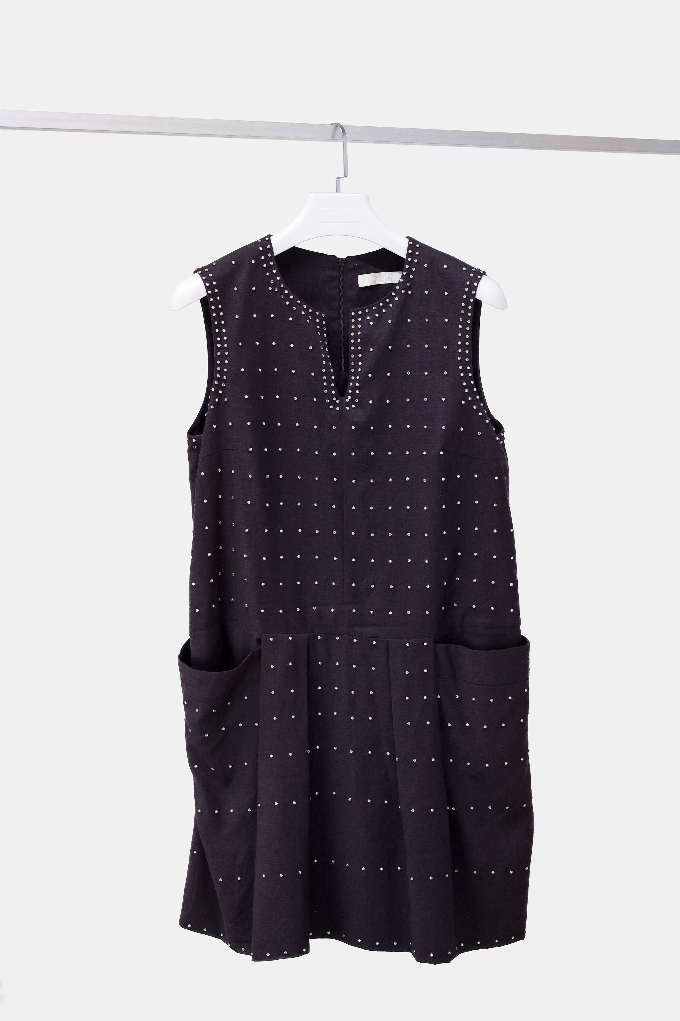 image of Chloe Chloé Purple Studded Shift Midi Dress, Women's (Size Medium)