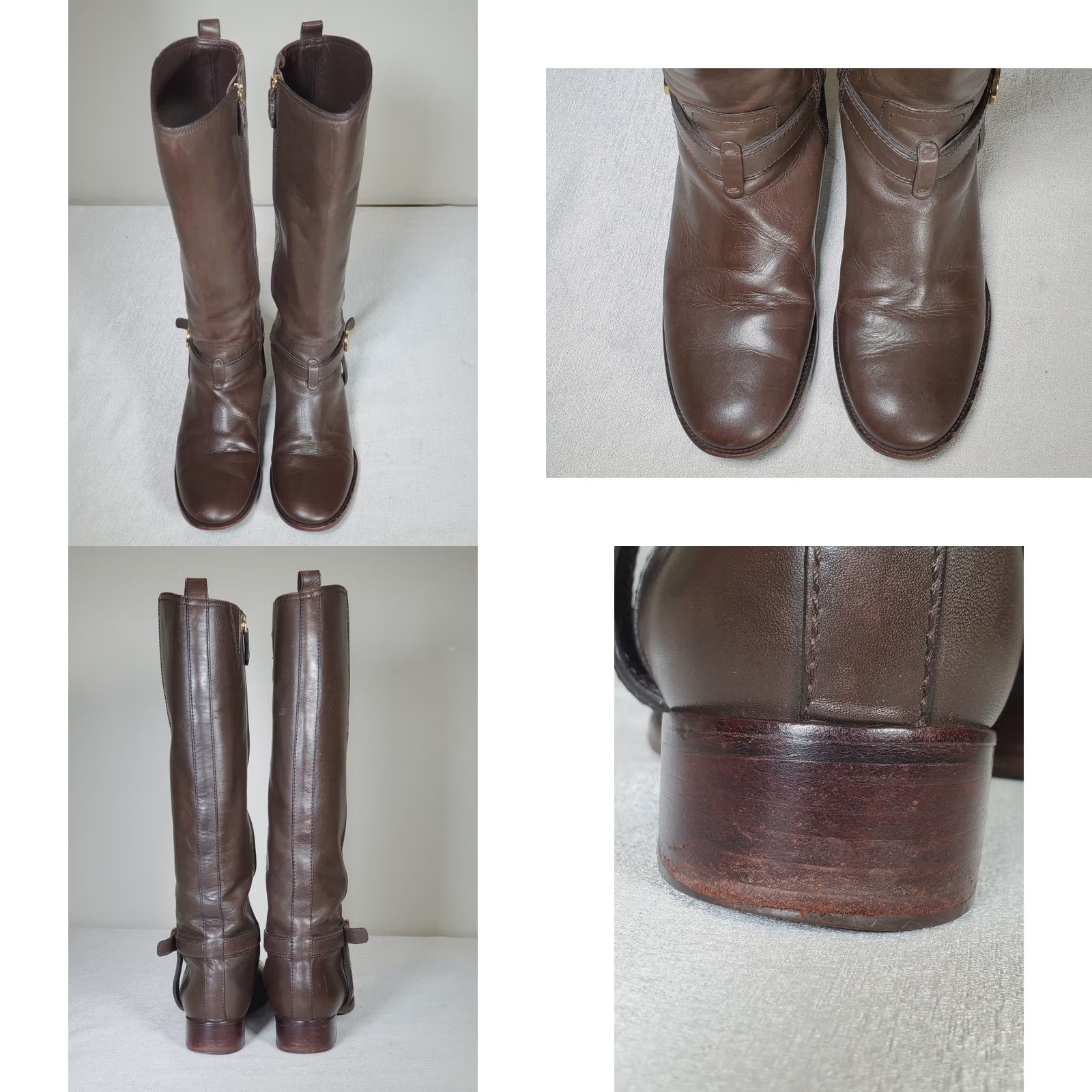 Tory Burch Tory Burch Bristol 30mm Riding Boots Coconut Leather Equestrian Women's US 8 M Boots Size US 8 / IT 38 - 8 Thumbnail