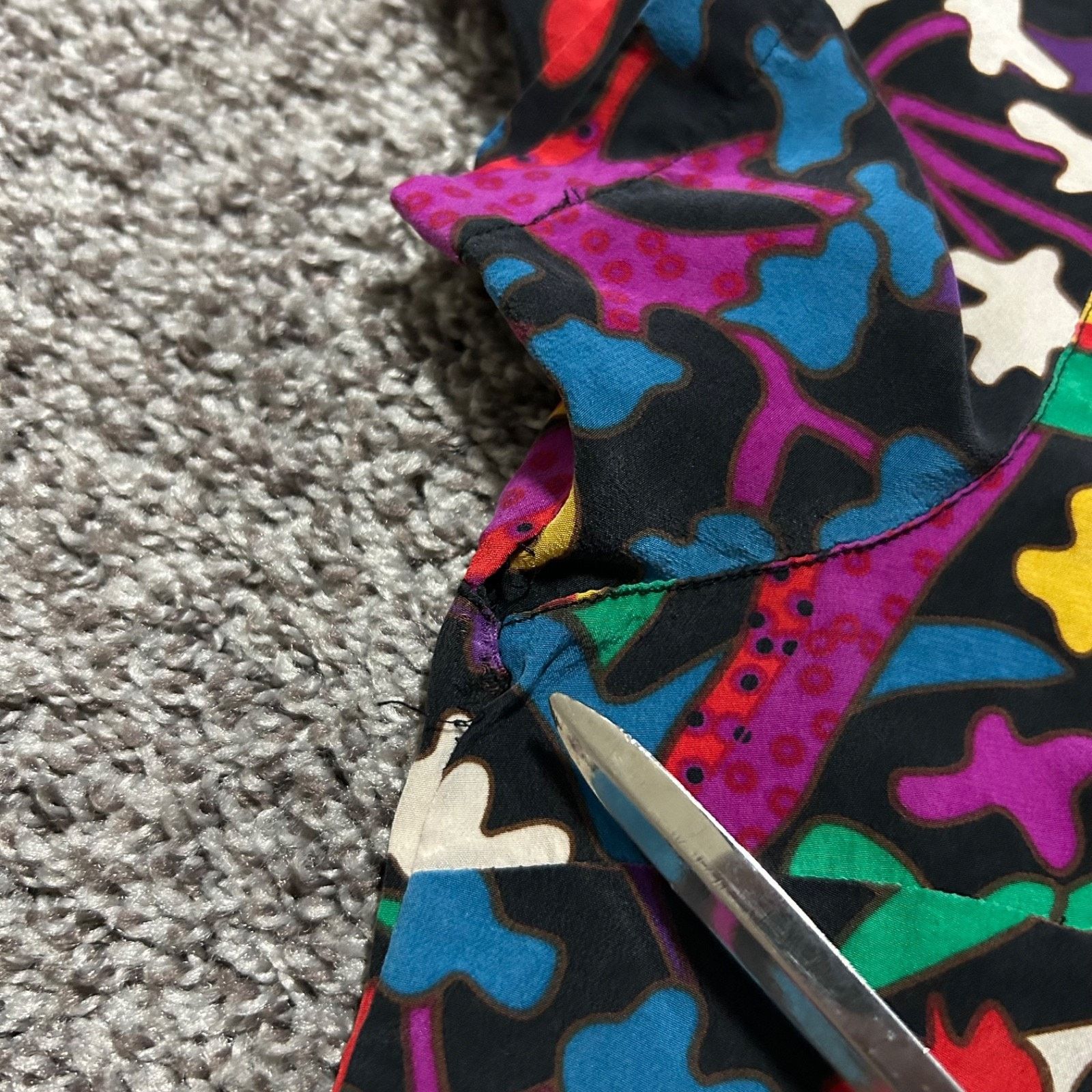 Chicos × Vintage Vintage Psychedelic Monkey Silk Blouse Chicos 80s 90s Button Size XS / US 0-2 / IT 36-38 - 5 Thumbnail
