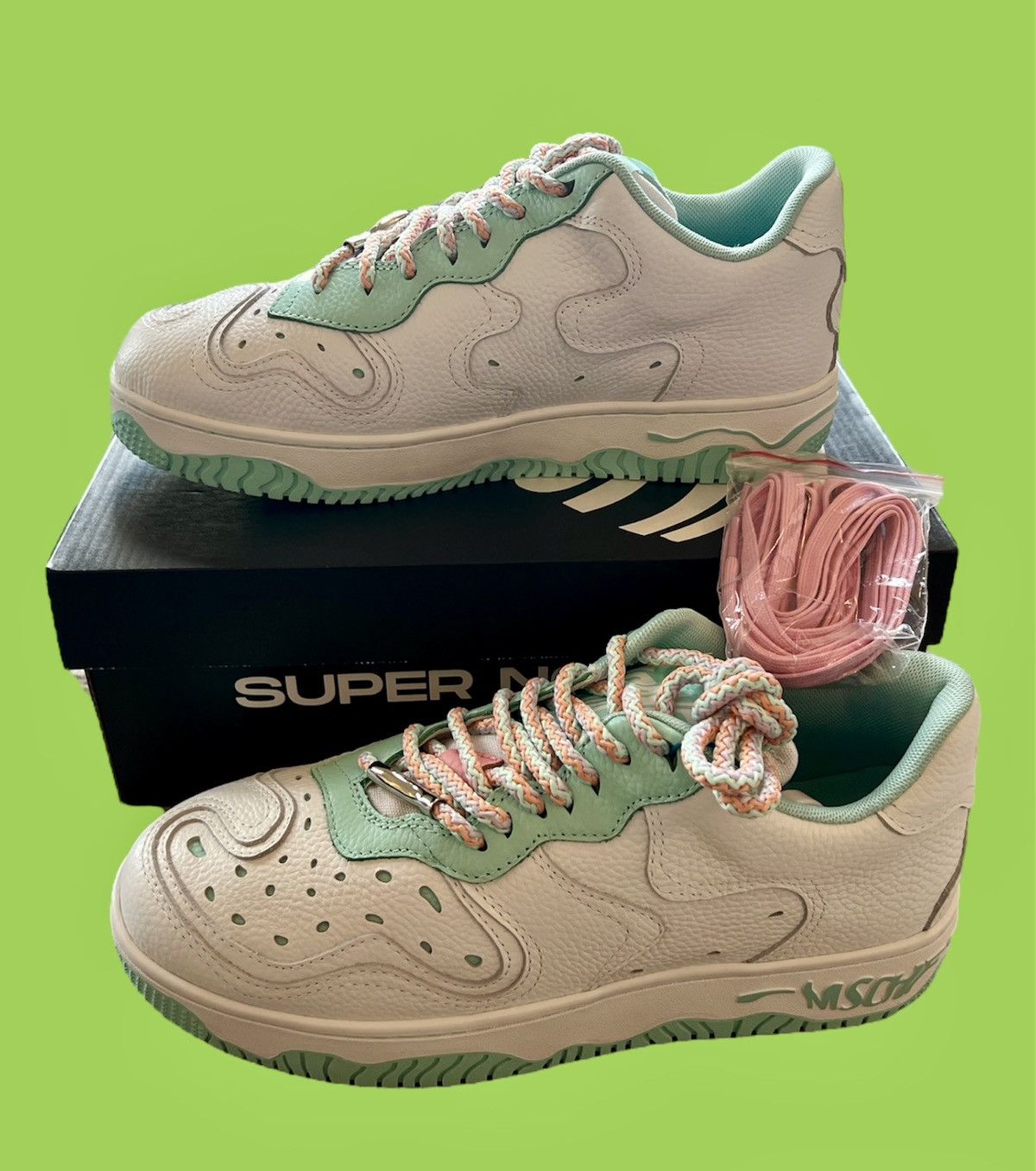 image of Mschf Super Normal 2, Mint, Size Uk 8 Shoes in Mint/White, Men's