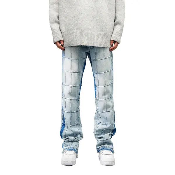 VIBE Flannel Blue Stacked Denim Jeans Size US 32 / EU 48 - 3 Thumbnail