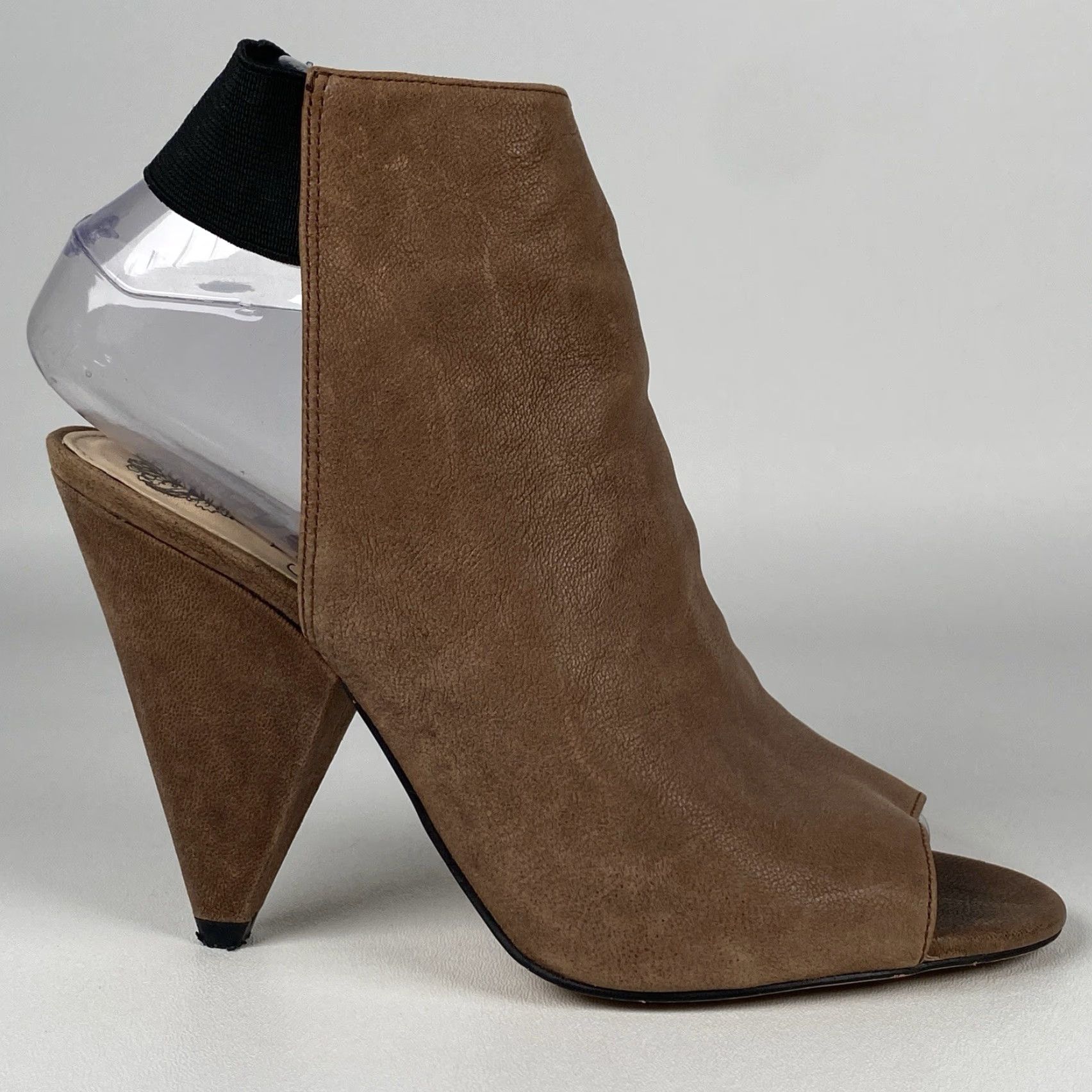 Vince Vince Suede Fenmore Open Toe Block Heel Booties Womens Slingback Brown 7M United States 7 Size US 5 / IT 35 - 3 Thumbnail