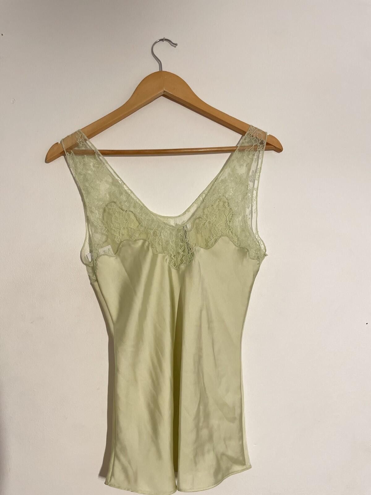 Zara Zara Sage Green Satin Lace Trim Cami Top BNWT S Size S / US 4 / IT 40 - 2 Thumbnail