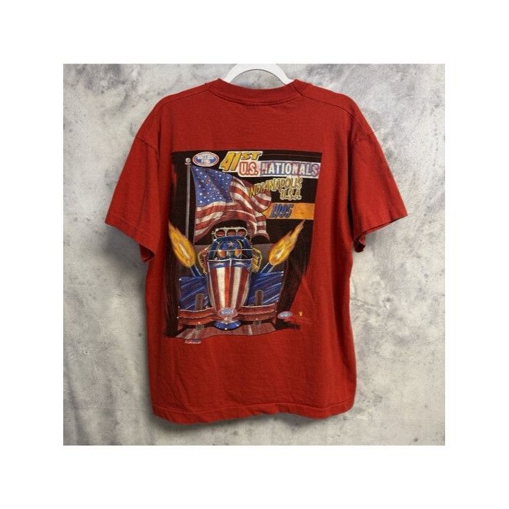 Vintage Vintage 90s NHRA Drag Racing T Shirt Mens XL Red Single Stit Size US XL / EU 56 / 4 - 3 Thumbnail