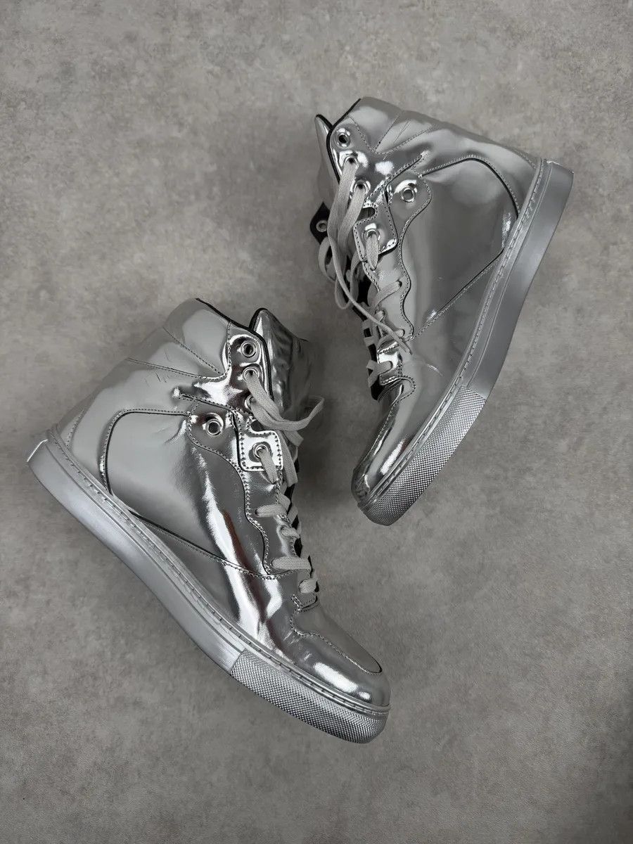 Balenciaga Balenciaga City Patent Grey Silver Mirror High Sneakers Size US 7.5 / EU 40-41 - 2 Thumbnail